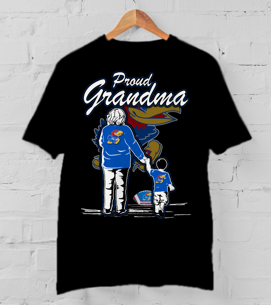 Proud Grandma Of Kansas Jayhawks Fan With Logo T-Shirt