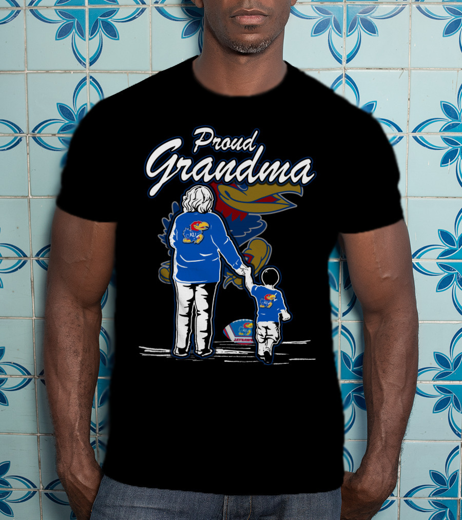 Proud Grandma Of Kansas Jayhawks Fan With Logo T-Shirt