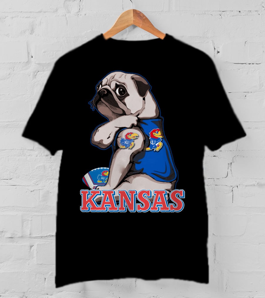 Kansas Jayhawks Pug Football T-Shirt