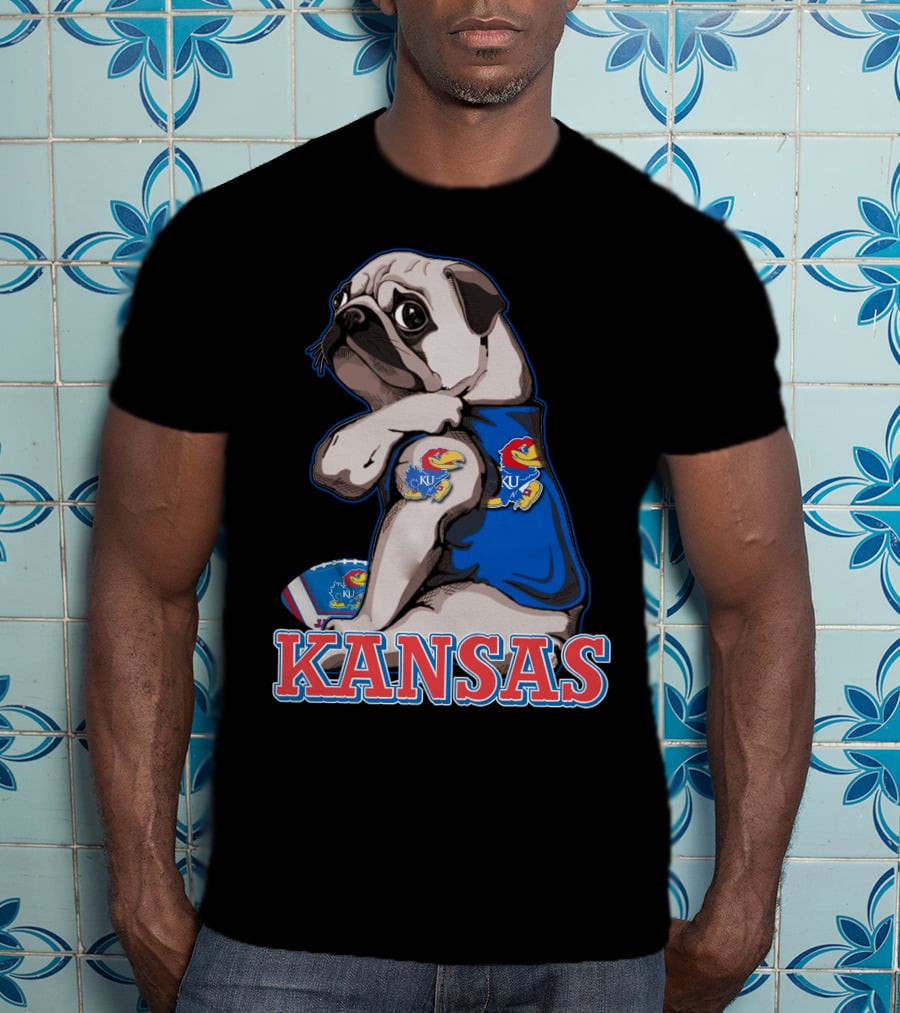 Kansas Jayhawks Pug Football T-Shirt