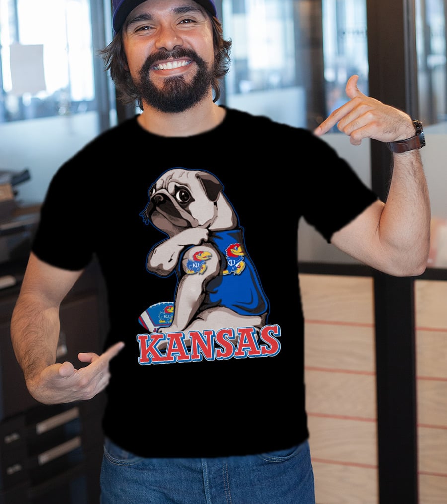 Kansas Jayhawks Pug Football T-Shirt