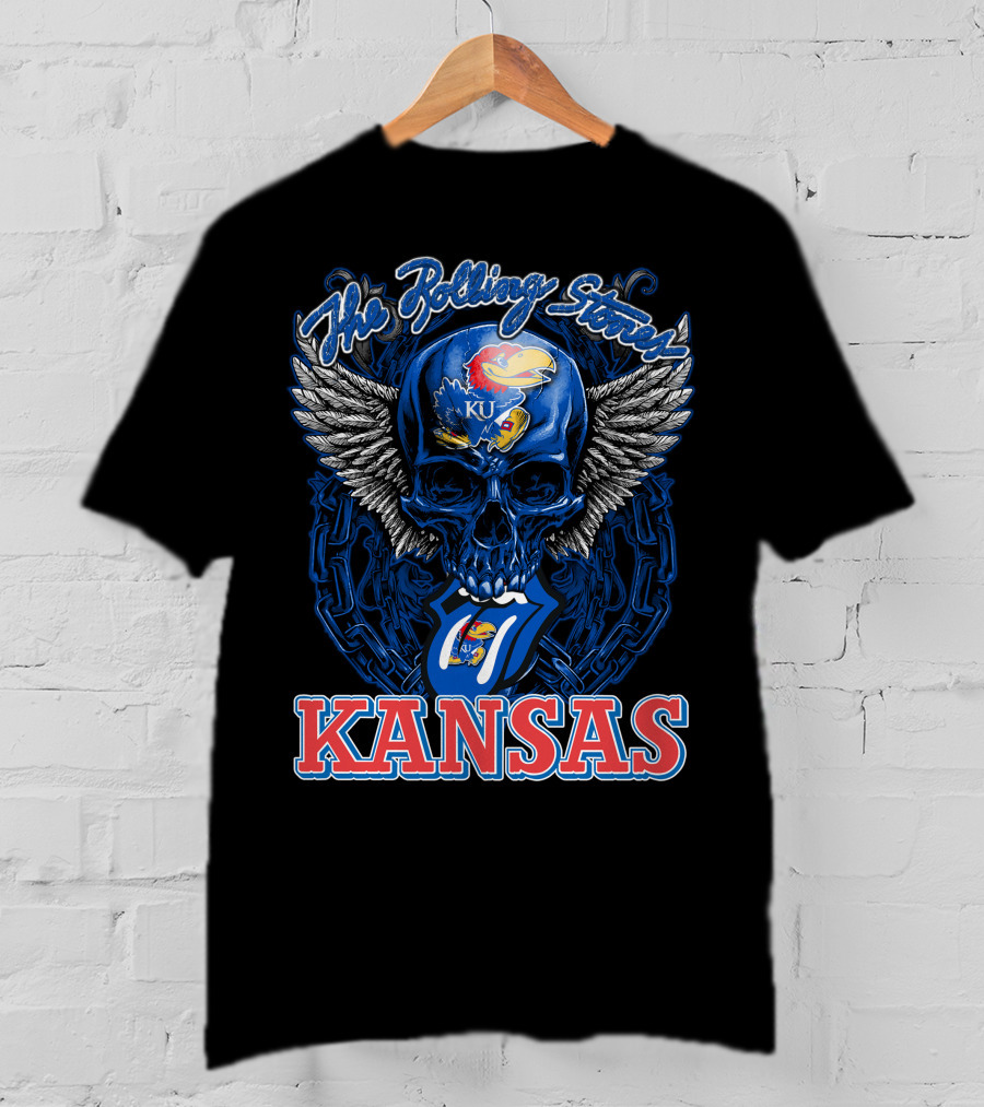 The Rolling Stones Kansas Jayhawks Ku Winged Skull T-Shirt