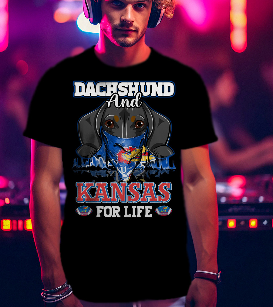Dachshund And Kansas For Life Jayhawks KU Spirit T-Shirt
