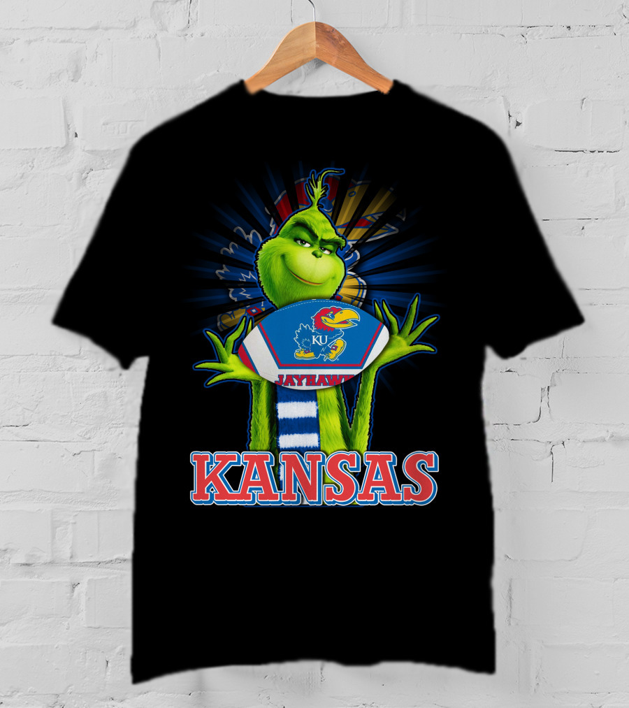 Grinch Holding Kansas Jayhawks Football Kansas T-Shirt