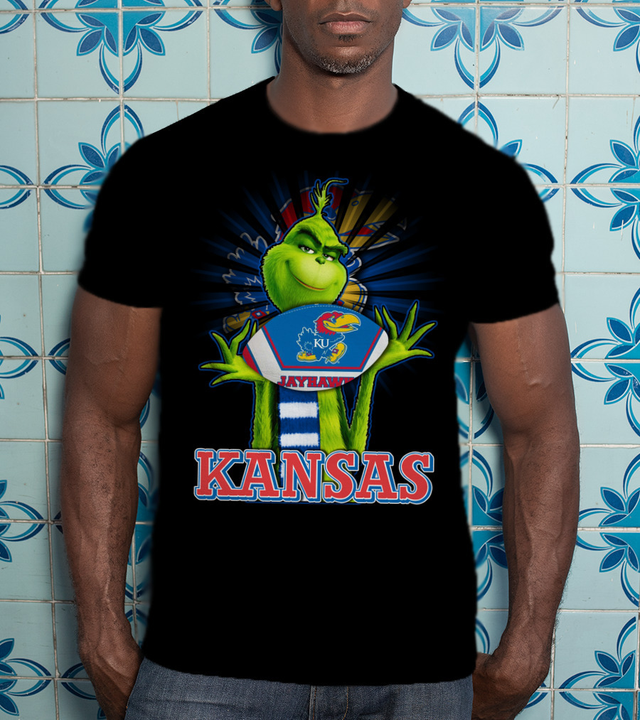 Grinch Holding Kansas Jayhawks Football Kansas T-Shirt