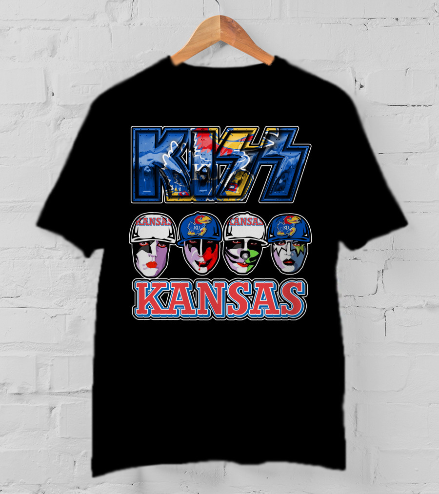 Kiss Kansas Jayhawks Face Paint Rock Band Fusion T-Shirt