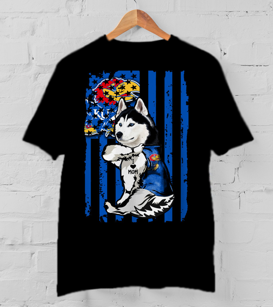 Siberian Husky KU Mom Kansas Jayhawks T-Shirt