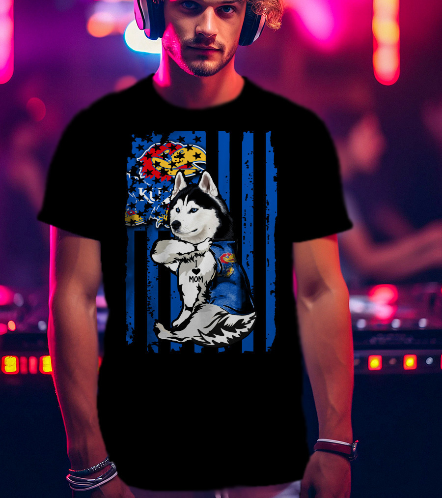 Siberian Husky KU Mom Kansas Jayhawks T-Shirt