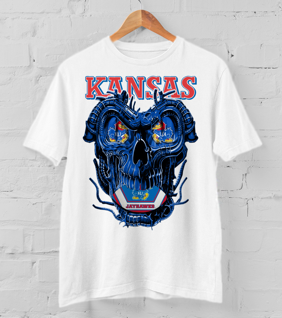 Kansas Jayhawks Dragonskull KU Football T-Shirt