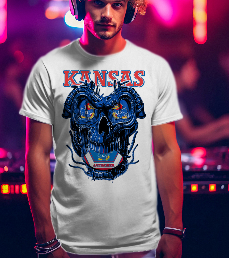 Kansas Jayhawks Dragonskull KU Football T-Shirt