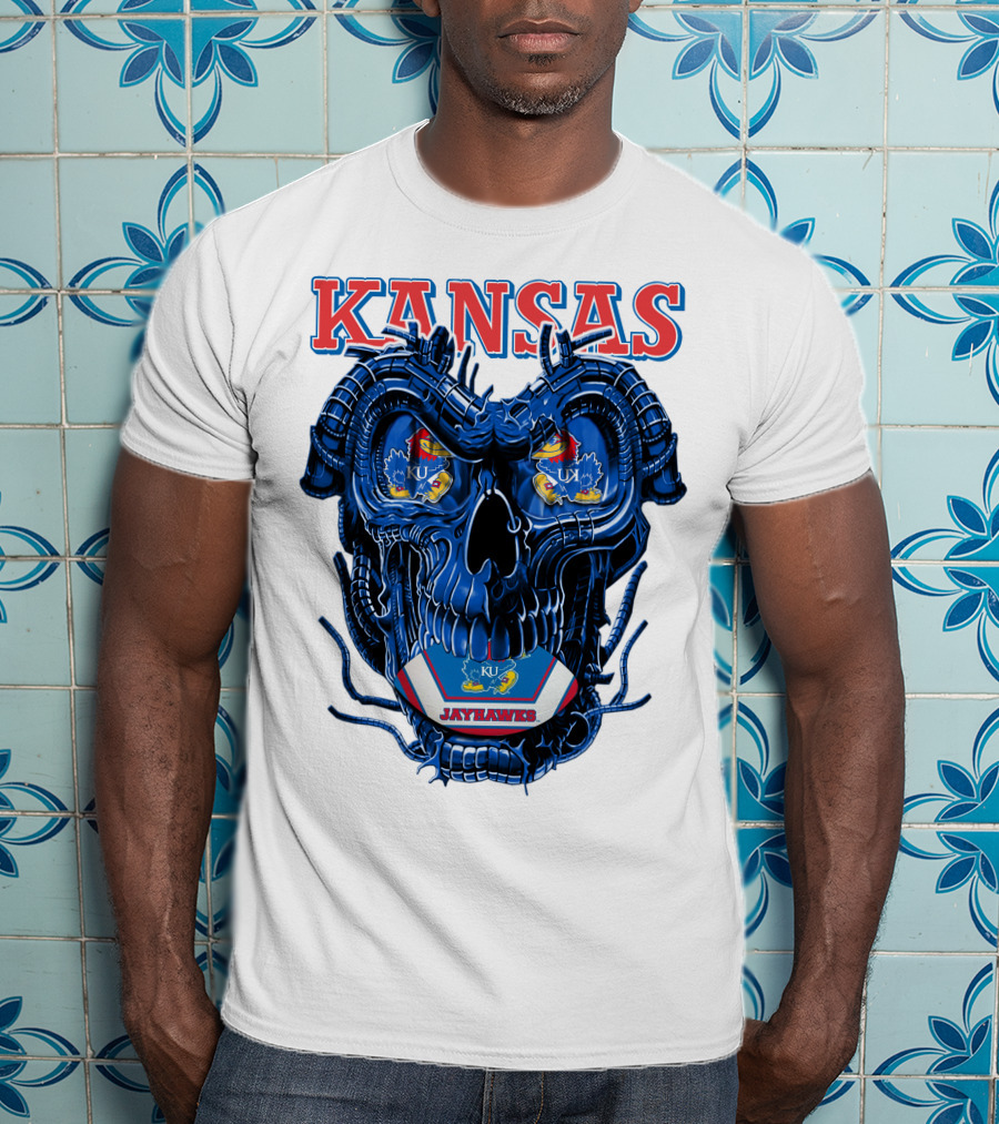 Kansas Jayhawks Dragonskull KU Football T-Shirt