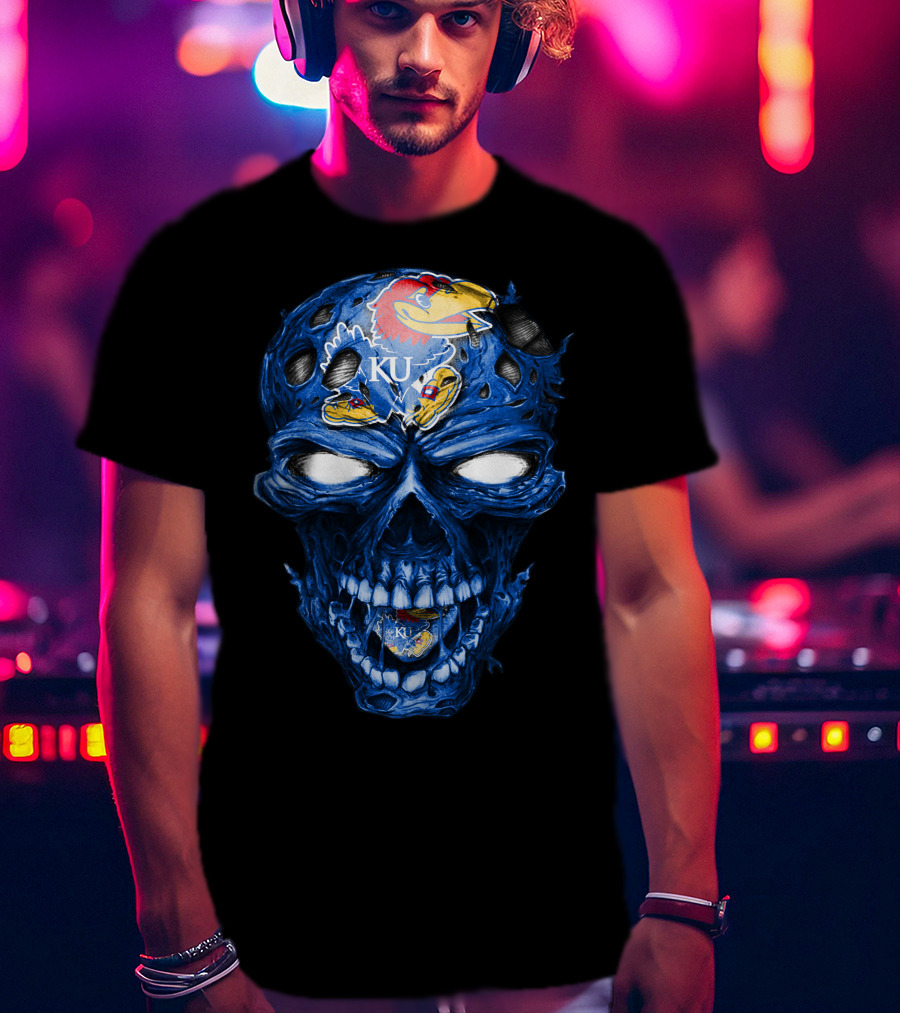 Kansas Jayhawks Skull KU T-Shirt