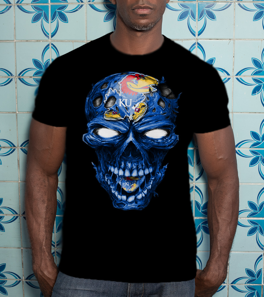 Kansas Jayhawks Skull KU T-Shirt