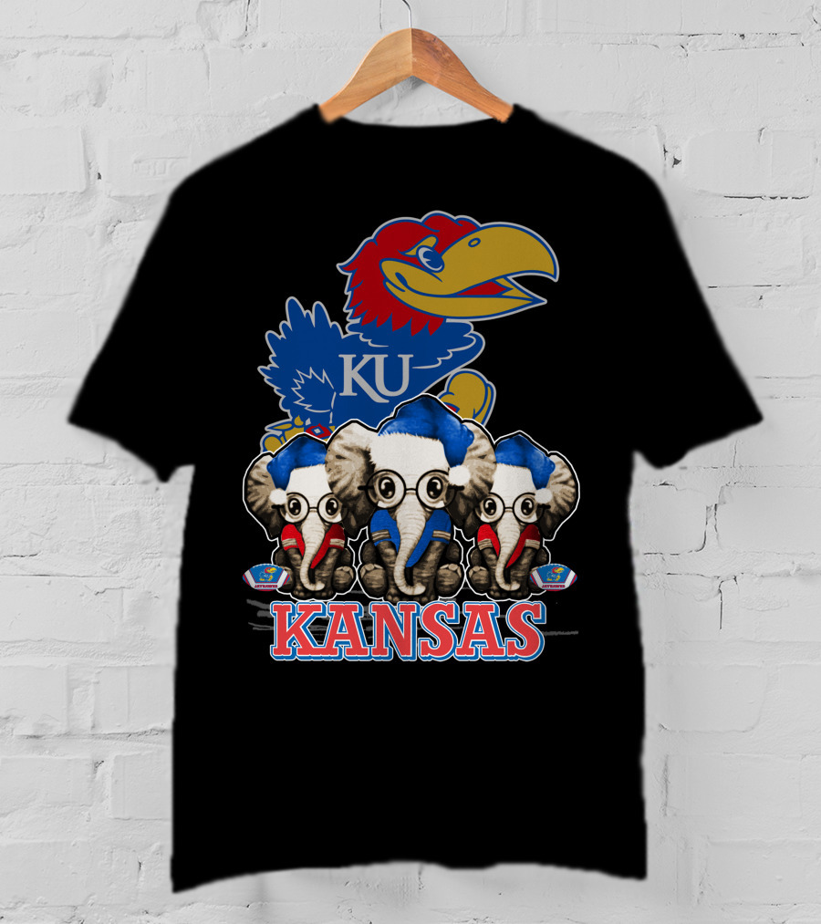 Kansas Jayhawks Christmas Elephants T-Shirt