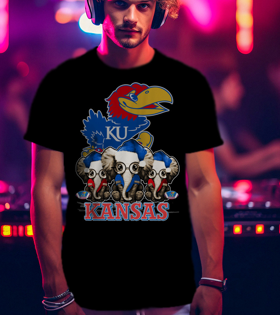 Kansas Jayhawks Christmas Elephants T-Shirt