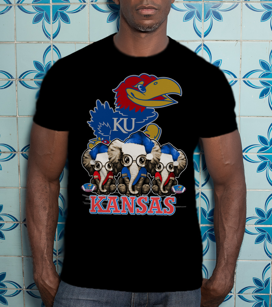 Kansas Jayhawks Christmas Elephants T-Shirt