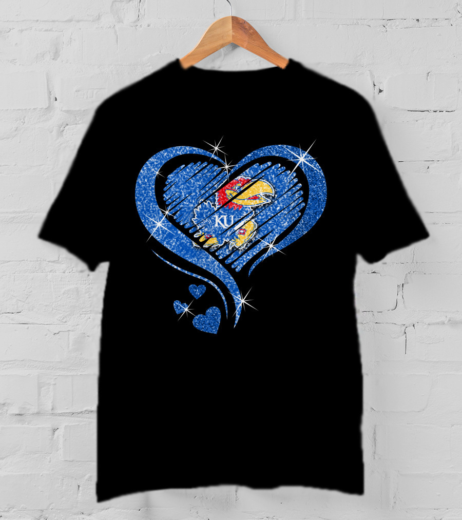 Kansas Jayhawks Sparkling Heart KU T-Shirt