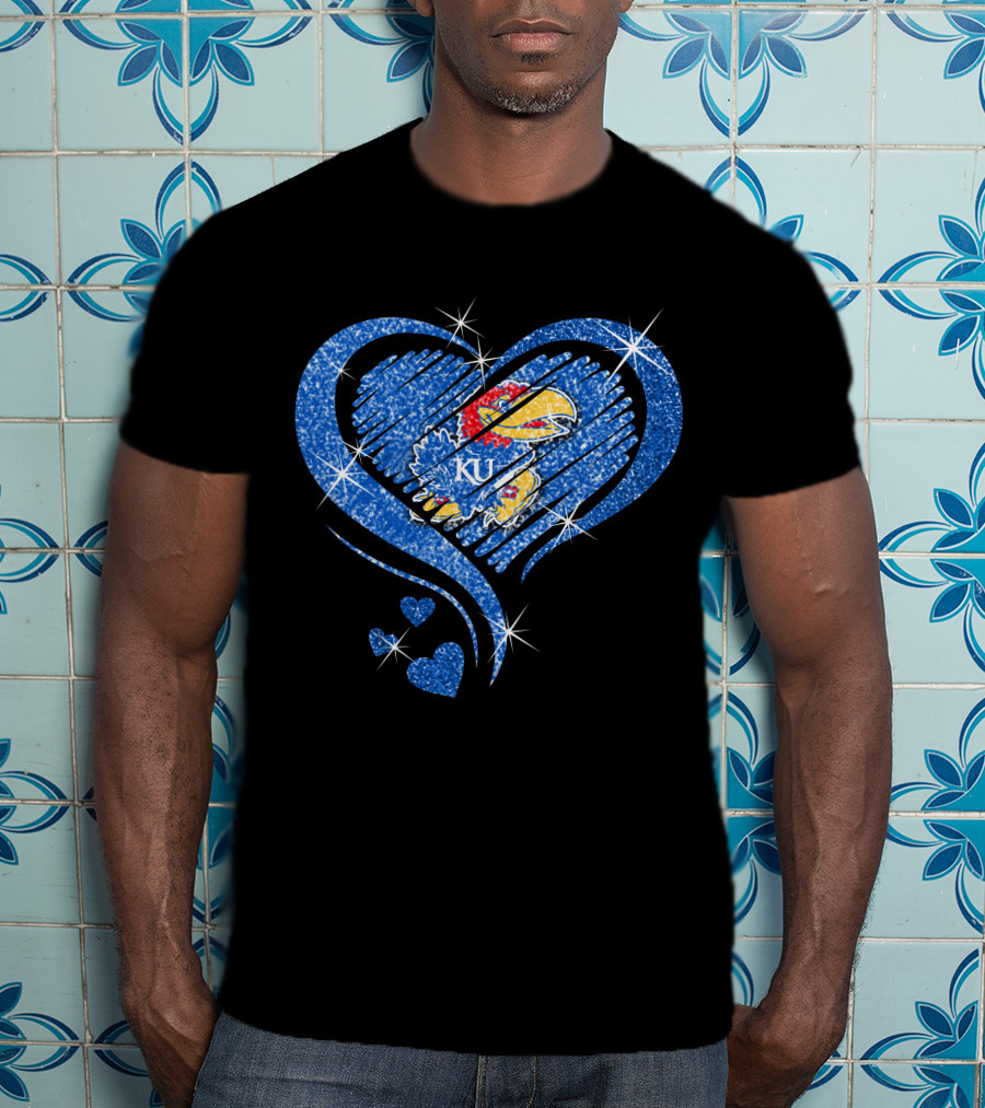 Kansas Jayhawks Sparkling Heart KU T-Shirt