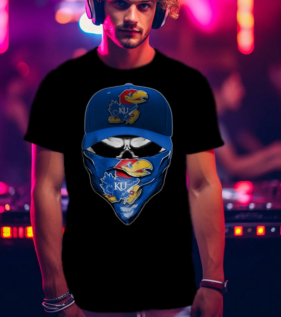 KU Skull Kansas Jayhawks Bandana Hat T-Shirt