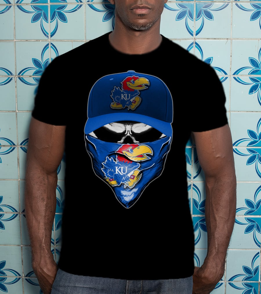 KU Skull Kansas Jayhawks Bandana Hat T-Shirt