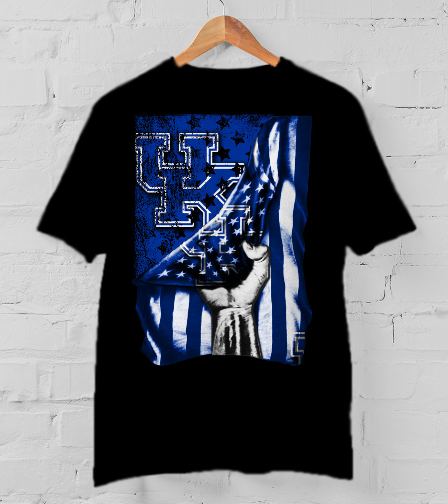 UK Logo Blue Stars And Stripes Patriotic T-Shirt