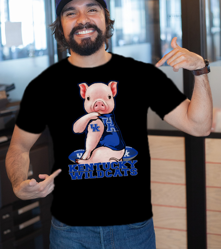 Pig Wearing Kentucky Wildcats Football Jersey T-Shirt