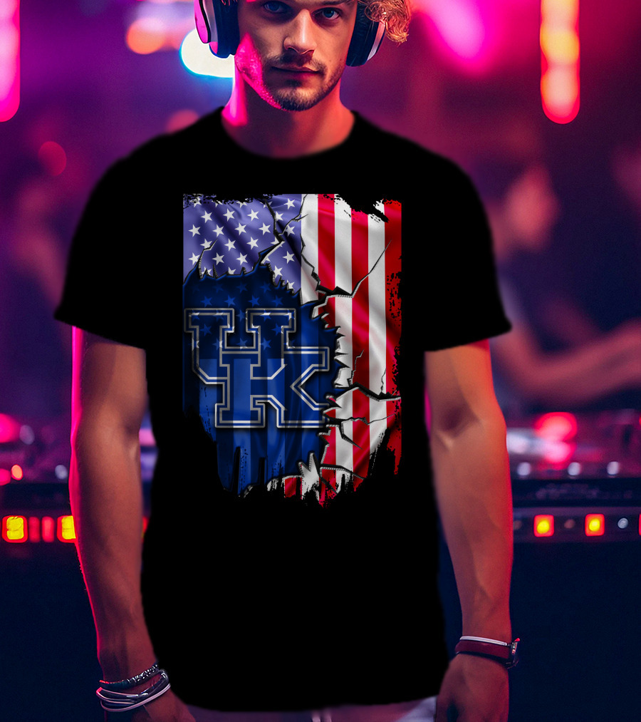 Kentucky Wildcats American Flag Torn T-Shirt