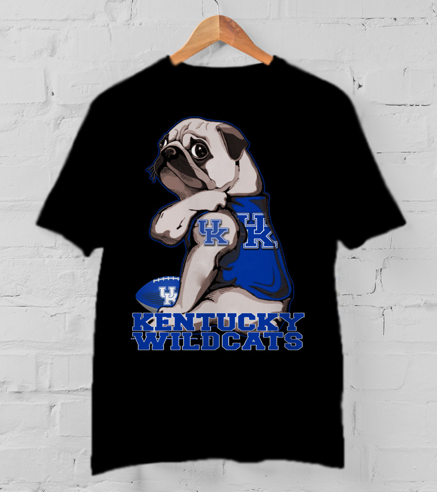 Kentucky Wildcats Pug With Football And UK T-Shirt