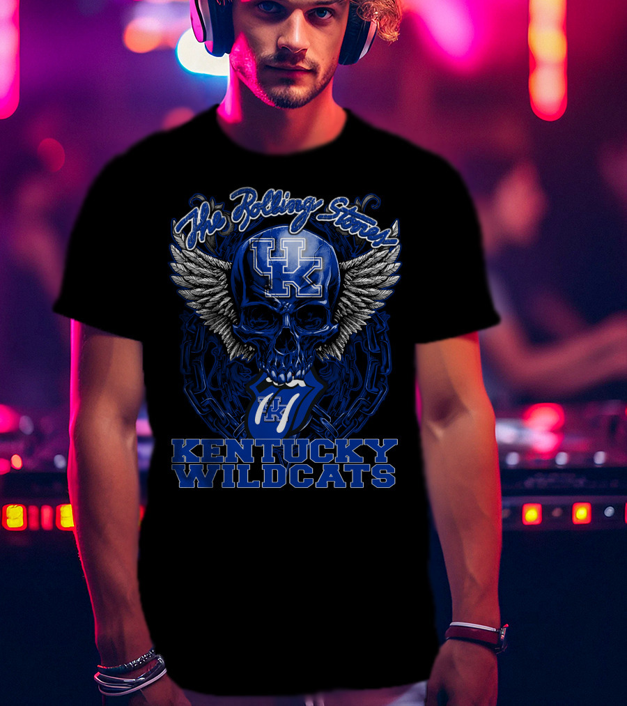 The Rolling Stones Uk Kentucky Wildcats Skull Wings T-Shirt