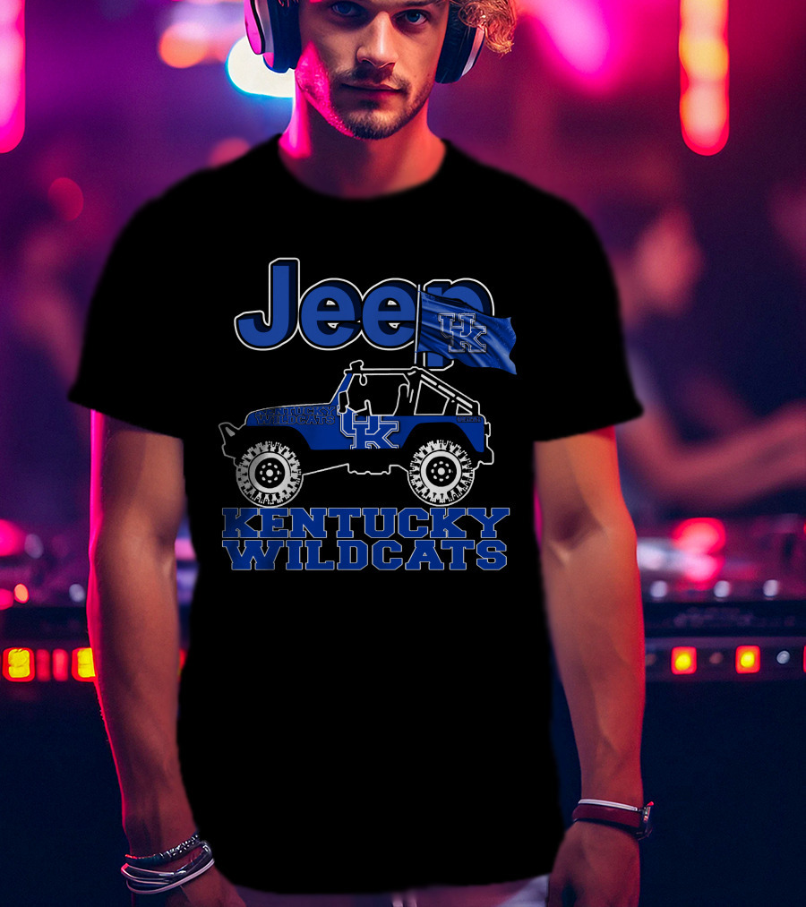 Jeep Kentucky Wildcats UK Flag Off-Road Vehicle T-Shirt