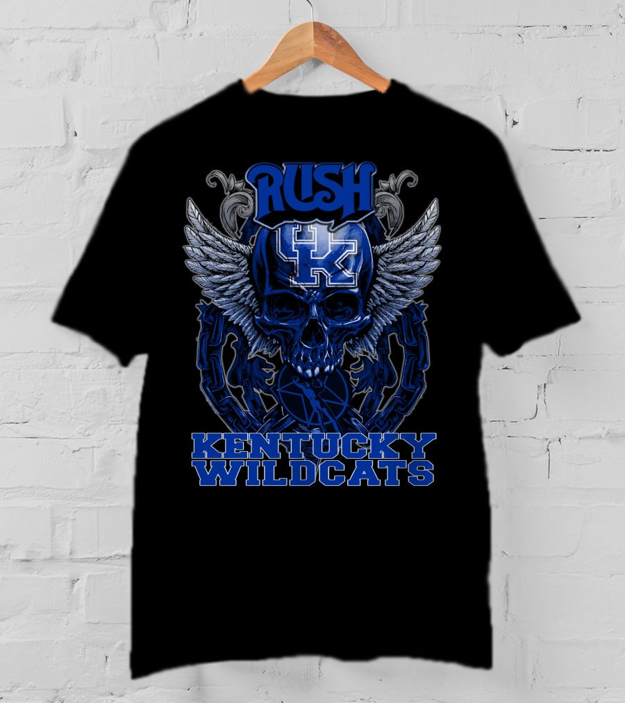 Rush Kentucky Wildcats Skull Winged T-Shirt