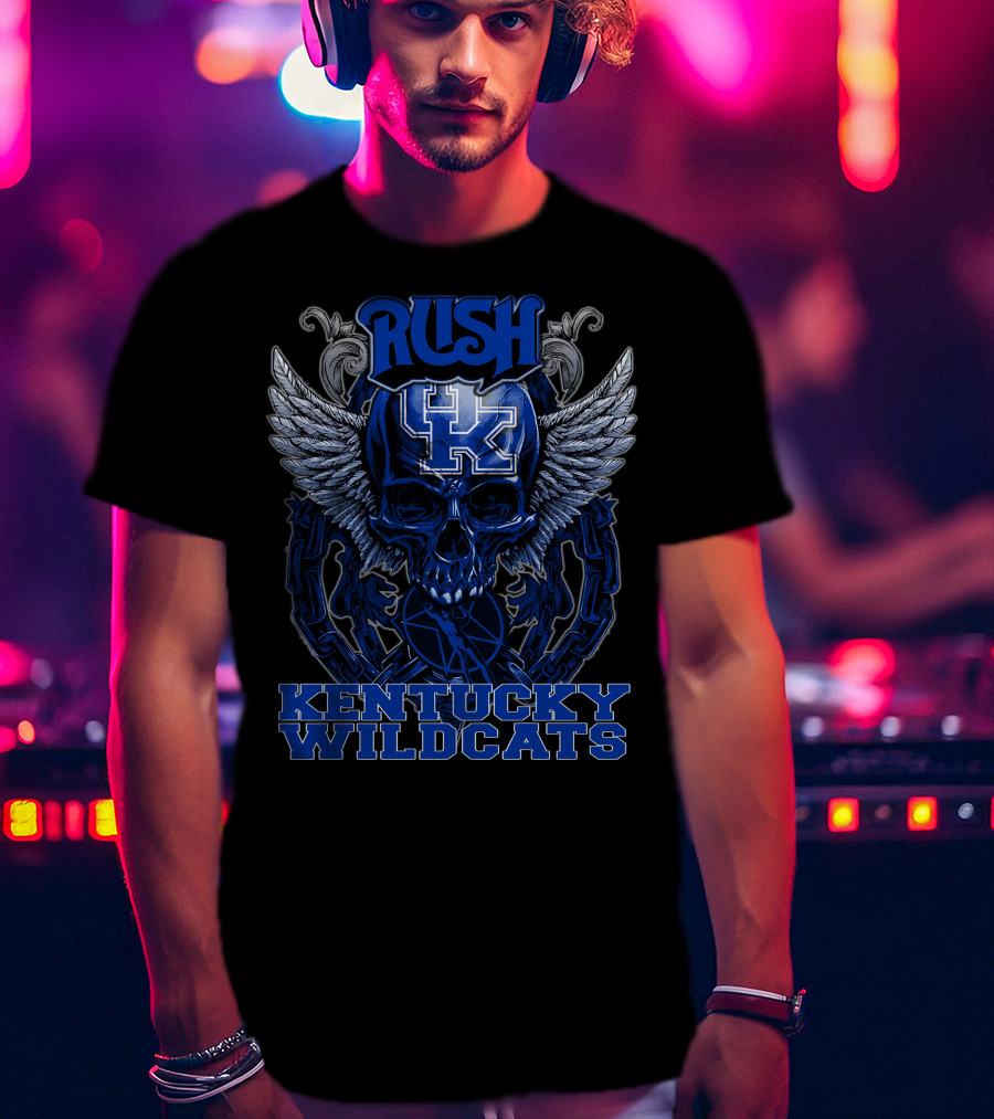 Rush Kentucky Wildcats Skull Winged T-Shirt