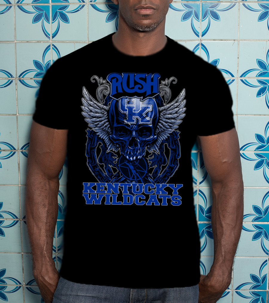 Rush Kentucky Wildcats Skull Winged T-Shirt