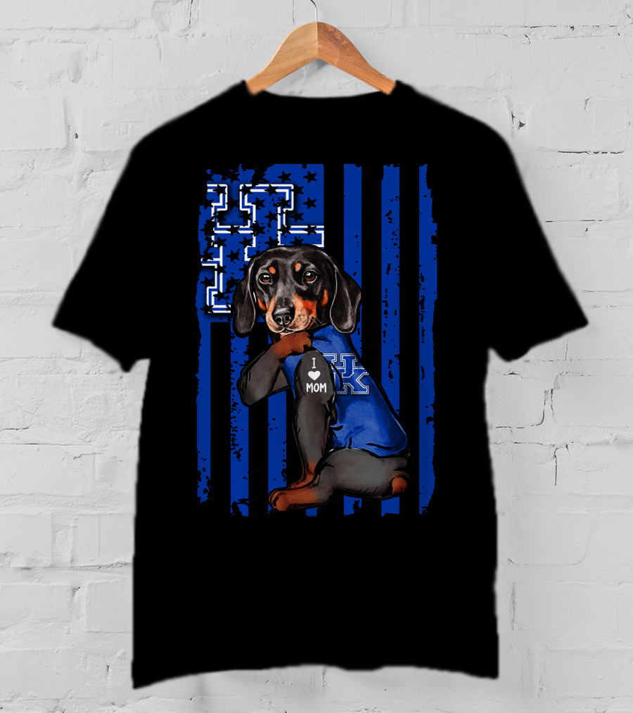 Dachshund I Love Mom Kentucky Wildcats T-Shirt