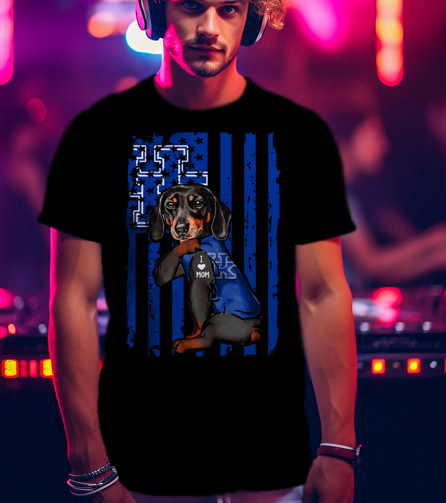 Dachshund I Love Mom Kentucky Wildcats T-Shirt