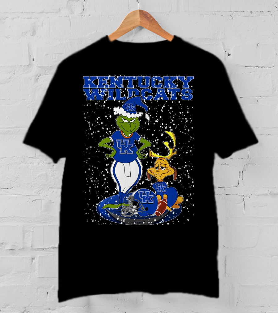 Grinchxmas Kentucky Wildcats UK Football Snowy Scene T-Shirt