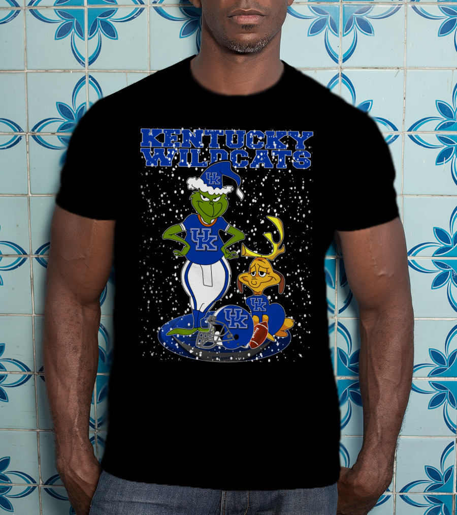 Grinchxmas Kentucky Wildcats UK Football Snowy Scene T-Shirt