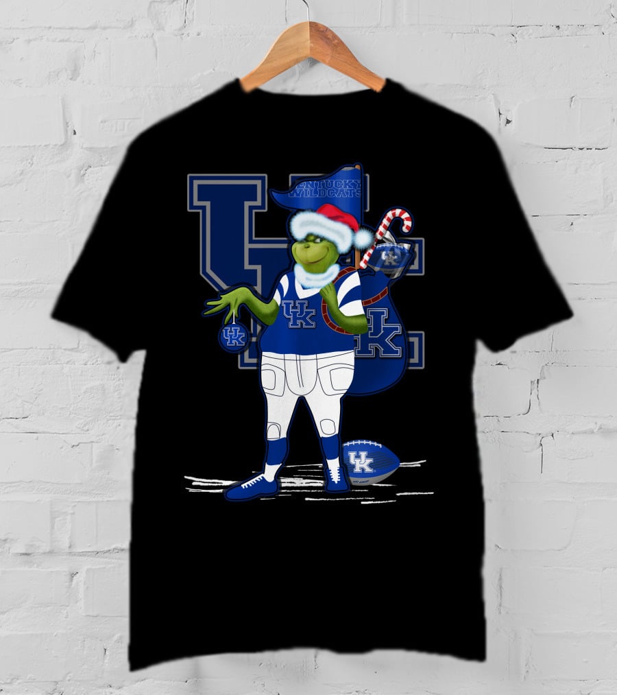Kentucky Wildcats Grinch Christmas Santa Sports Fan T-Shirt