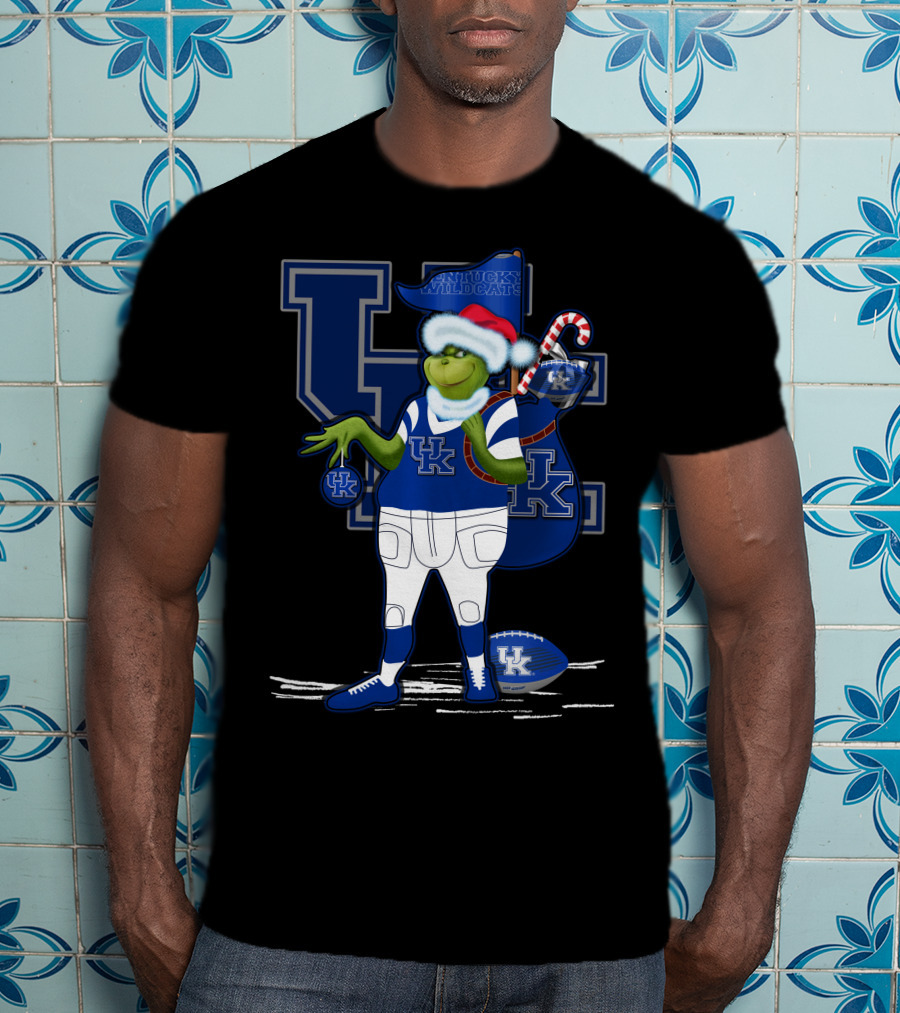 Kentucky Wildcats Grinch Christmas Santa Sports Fan T-Shirt