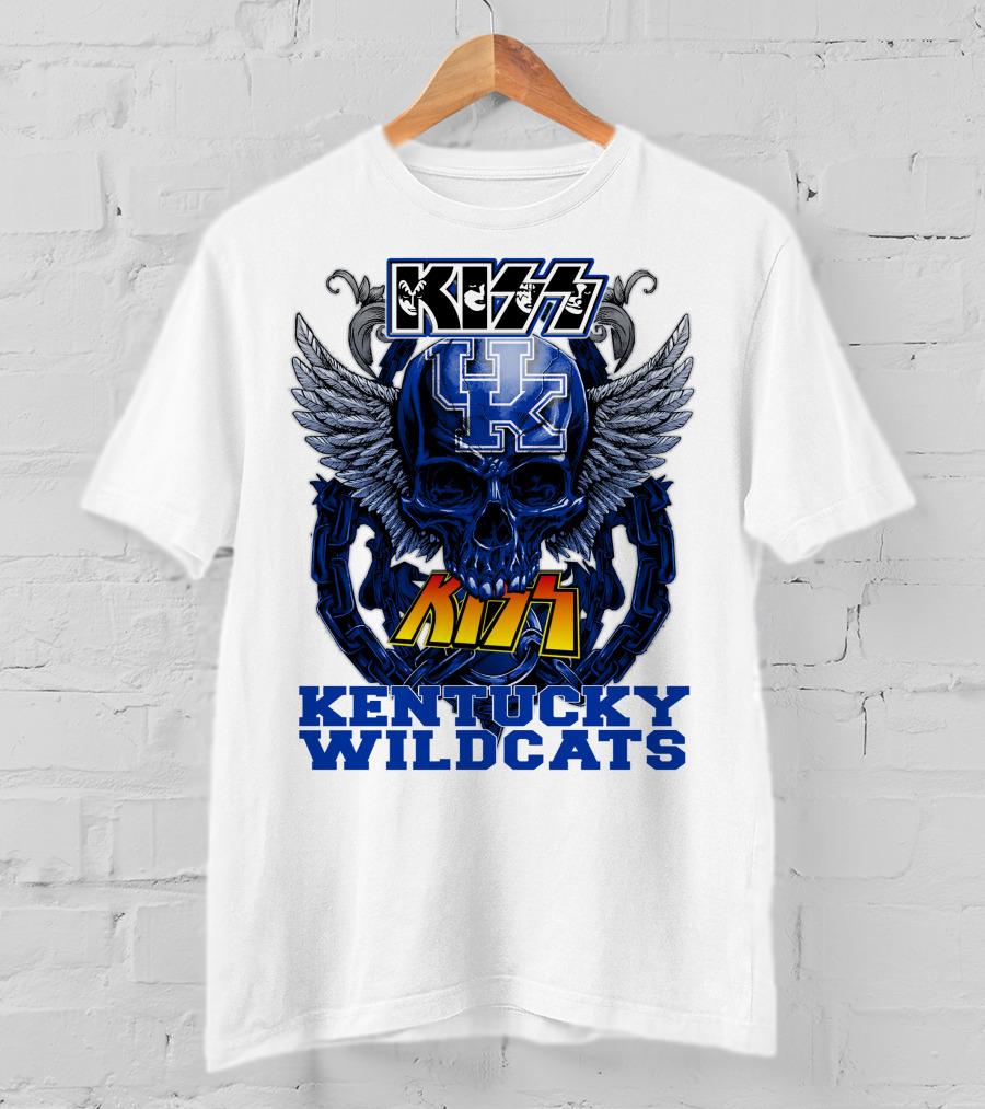 Kiss Kentucky Wildcats UK Skull Wings T-Shirt