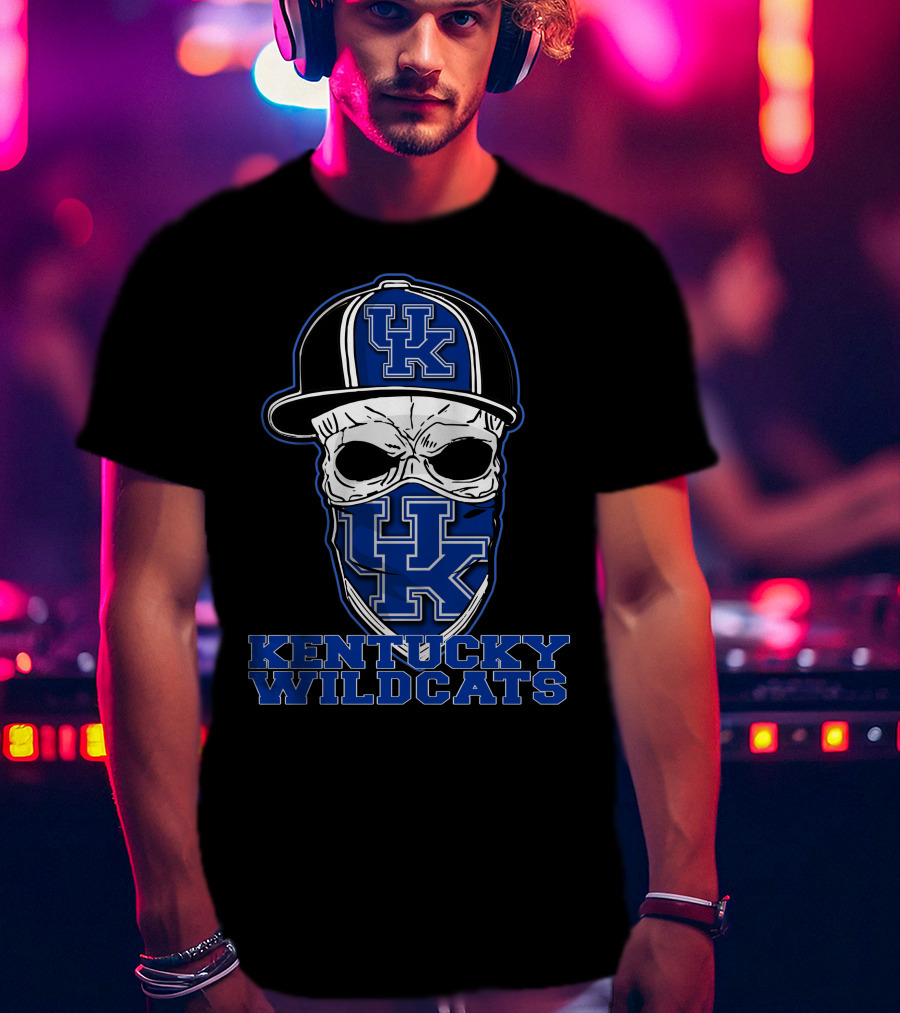Kentucky Wildcats Skull Hat UK T-Shirt
