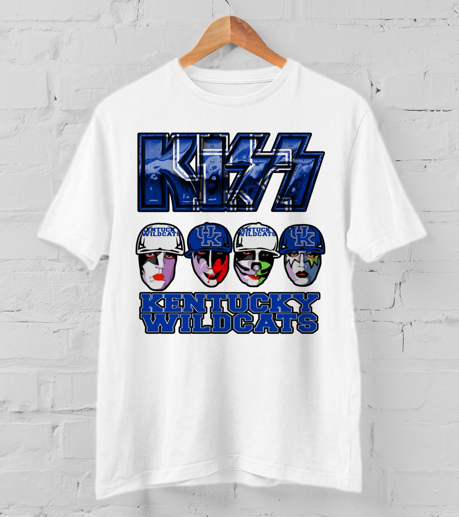 Kiss Kentucky Wildcats Blue Rock And Roll Band Fans T-Shirt