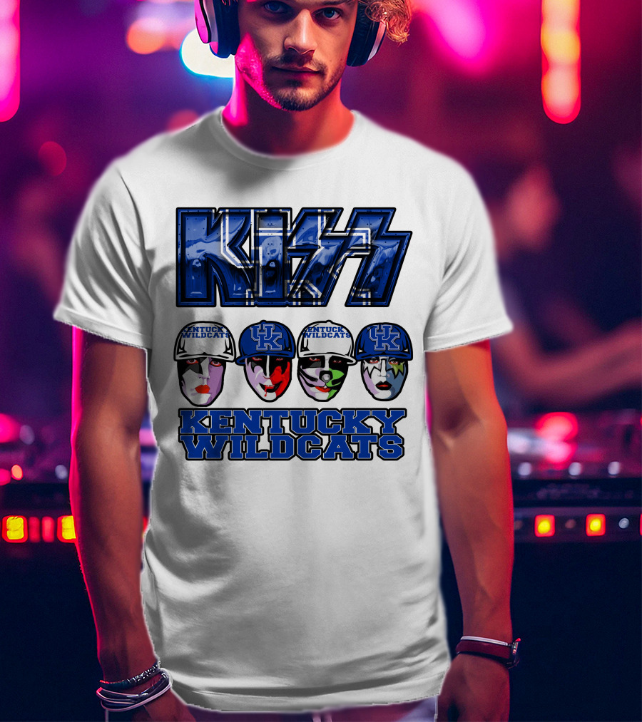 Kiss Kentucky Wildcats Blue Rock And Roll Band Fans T-Shirt