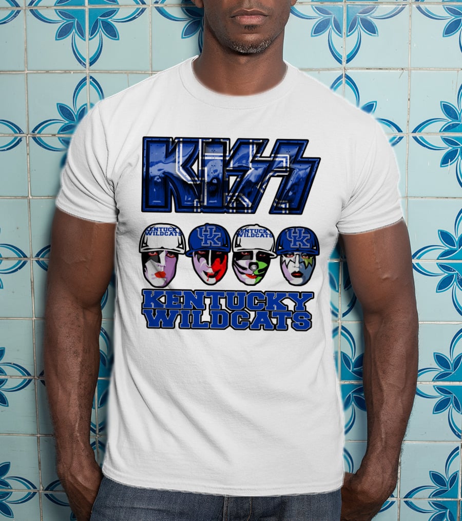 Kiss Kentucky Wildcats Blue Rock And Roll Band Fans T-Shirt