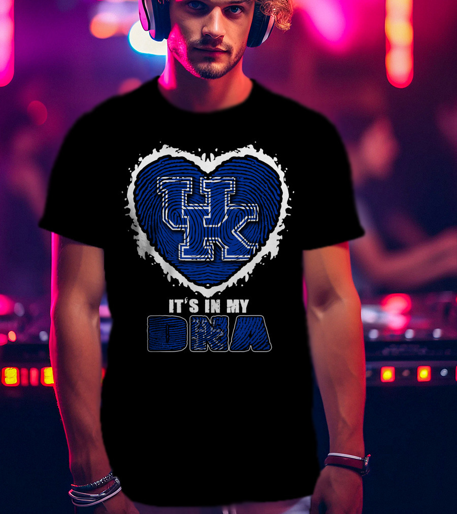 It's In My DNA Kentucky Wildcats UK Heart Fingerprint T-Shirt