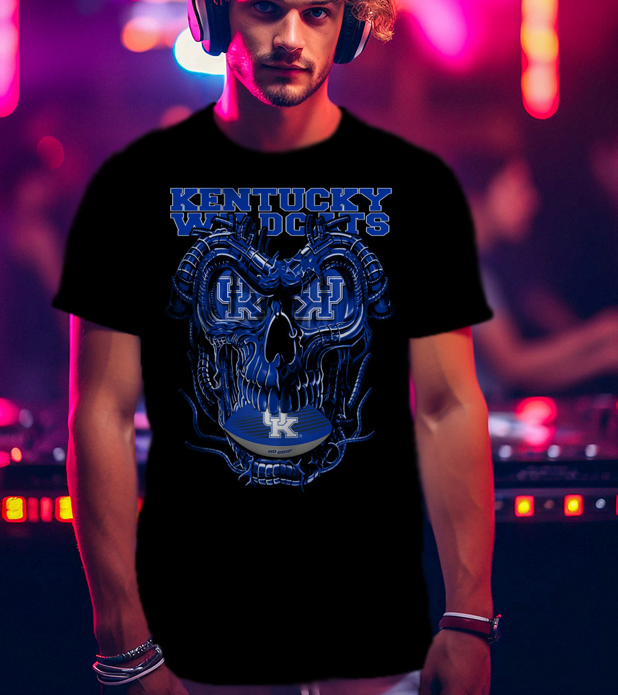 Kentucky Wildcats Dragonskull Football Helmet T-Shirt