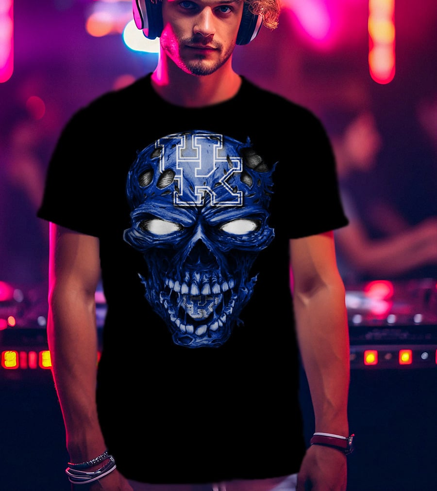 Kentucky Wildcats Skull Blue UK T-Shirt
