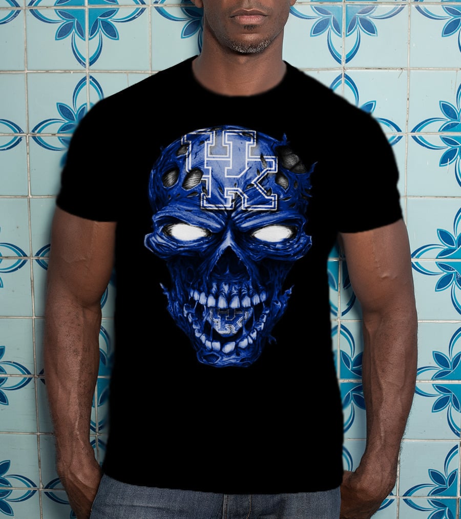 Kentucky Wildcats Skull Blue UK T-Shirt