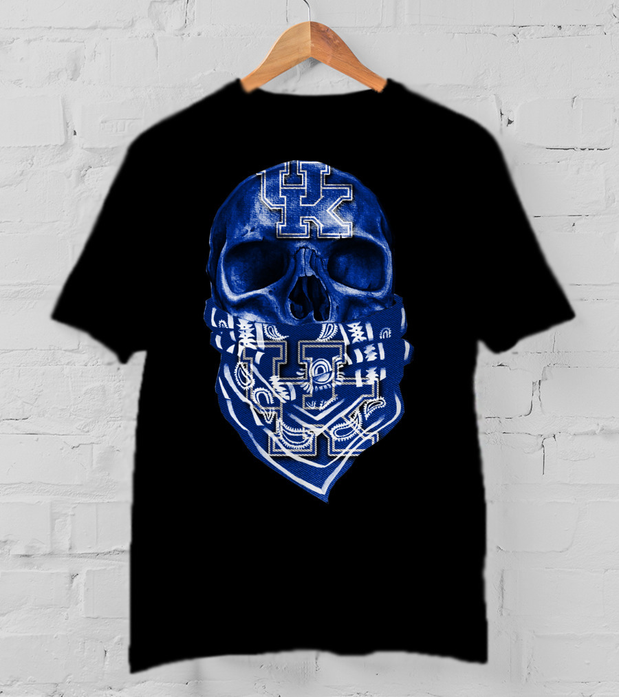 Kentucky Wildcats Skull Bandana Blue UK T-Shirt