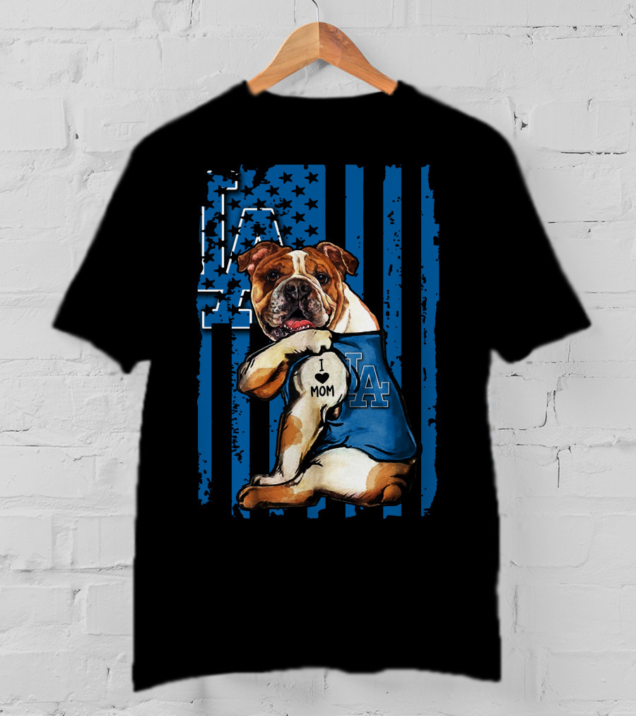 Bulldog LA I Love Mom Los Angeles Dodgers T-Shirt